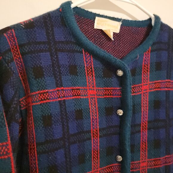Deloache Heathmoor Womens Sweater Size Large L Cardigan‎ Plaid Scottish - Picture 3 of 7